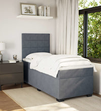 Boxspringbett mit Matratze Dunkelgrau 90x190 cm Samt