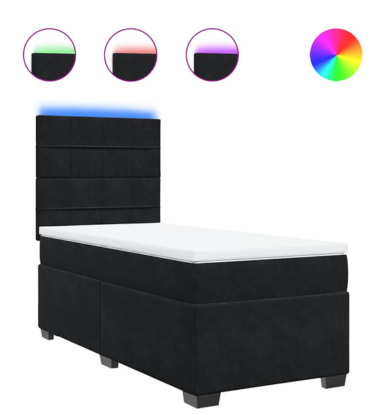 Boxspringbett mit Matratze Schwarz 90x190 cm Samt