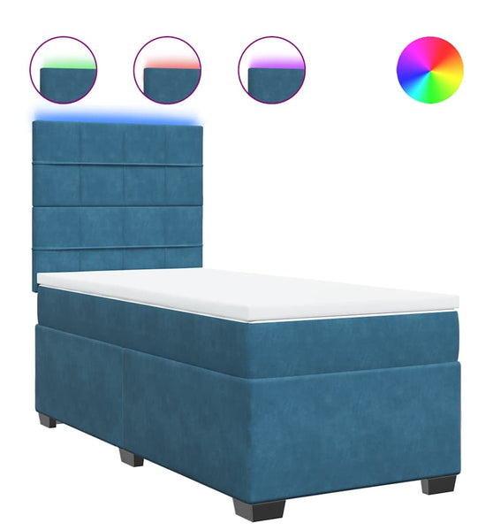 Boxspringbett mit Matratze Blau 90x190 cm Samt