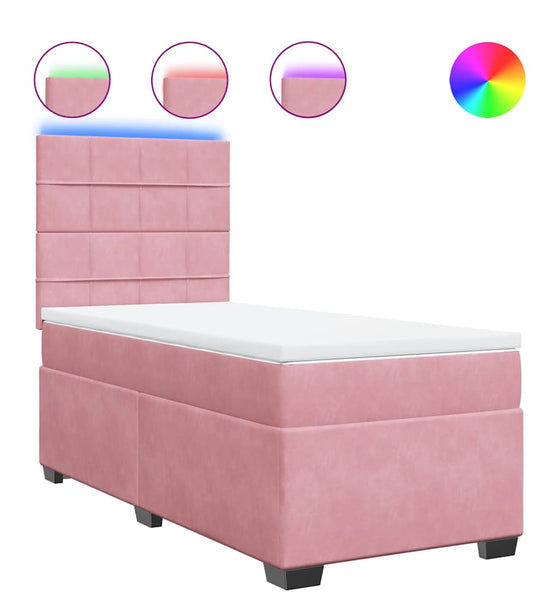 Boxspringbett mit Matratze Rosa 90x190 cm Samt