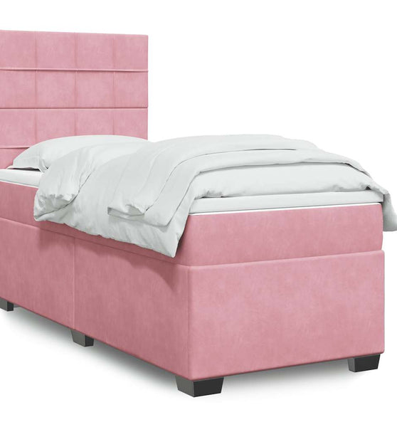 Boxspringbett mit Matratze Rosa 90x190 cm Samt