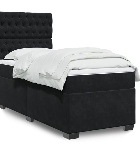 Boxspringbett mit Matratze Schwarz 90x190 cm Samt