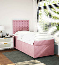 Boxspringbett mit Matratze Rosa 90x190 cm Samt