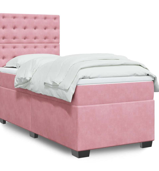 Boxspringbett mit Matratze Rosa 90x190 cm Samt