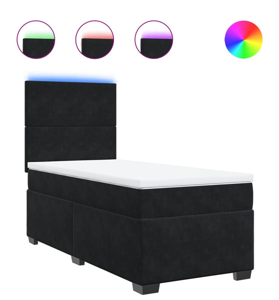 Boxspringbett mit Matratze Schwarz 90x200 cm Samt