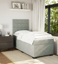 Boxspringbett mit Matratze Hellgrau 90x200 cm Samt