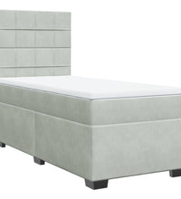 Boxspringbett mit Matratze Hellgrau 90x200 cm Samt