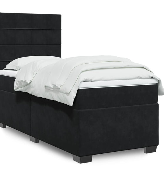 Boxspringbett mit Matratze Schwarz 90x200 cm Samt