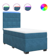 Boxspringbett mit Matratze Blau 90x200 cm Samt
