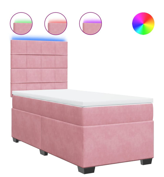 Boxspringbett mit Matratze Rosa 90x200 cm Samt
