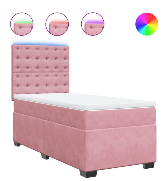 Boxspringbett mit Matratze Rosa 90x200 cm Samt