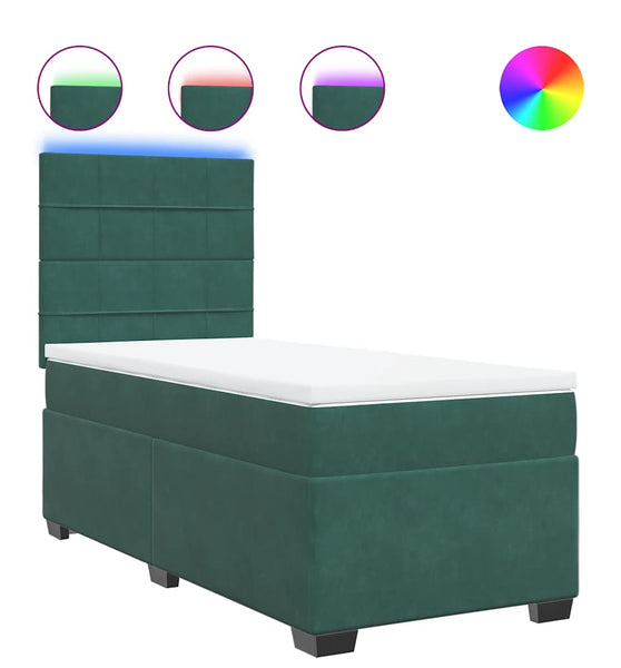 Boxspringbett mit Matratze Dunkelgrün 100x200 cm Samt
