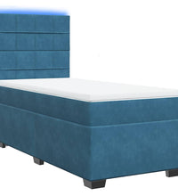Boxspringbett mit Matratze Blau 100x200 cm Samt