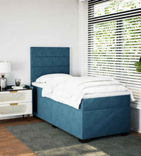 Boxspringbett mit Matratze Blau 100x200 cm Samt