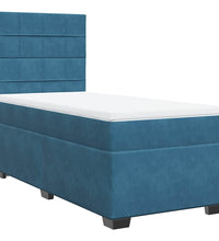 Boxspringbett mit Matratze Blau 100x200 cm Samt
