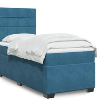 Boxspringbett mit Matratze Blau 100x200 cm Samt