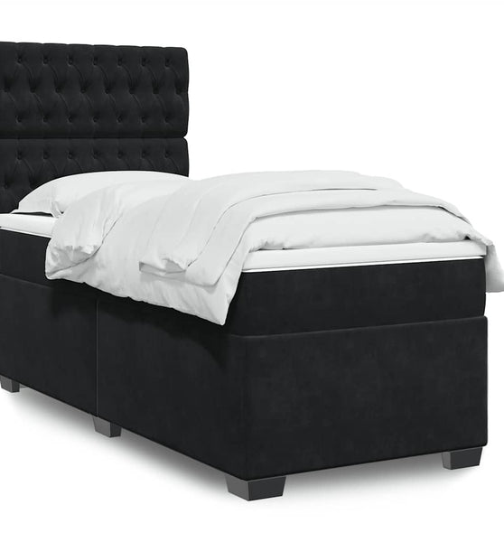 Boxspringbett mit Matratze Schwarz 100x200 cm Samt
