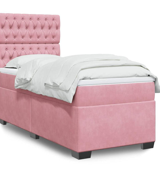 Boxspringbett mit Matratze Rosa 100x200 cm Samt