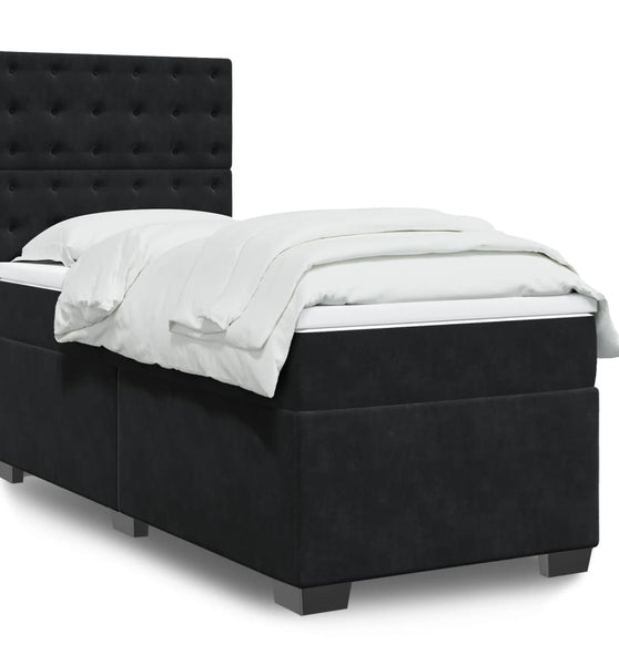 Boxspringbett mit Matratze Schwarz 100x200 cm Samt