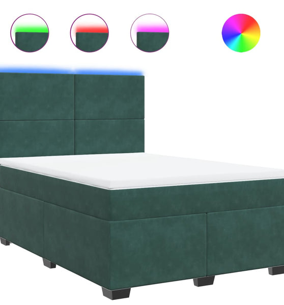 Boxspringbett mit Matratze Dunkelgrün 140x200 cm Samt
