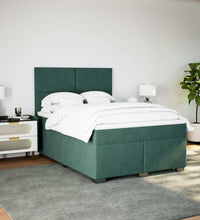 Boxspringbett mit Matratze Dunkelgrün 140x200 cm Samt