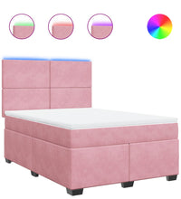 Boxspringbett mit Matratze Rosa 140x200 cm Samt