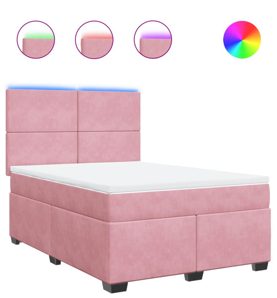 Boxspringbett mit Matratze Rosa 140x200 cm Samt