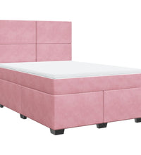 Boxspringbett mit Matratze Rosa 140x200 cm Samt