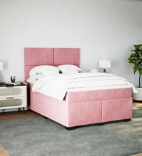 Boxspringbett mit Matratze Rosa 140x200 cm Samt