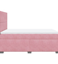 Boxspringbett mit Matratze Rosa 140x200 cm Samt
