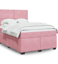 Boxspringbett mit Matratze Rosa 140x200 cm Samt
