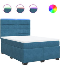 Boxspringbett mit Matratze Blau 140x200 cm Samt