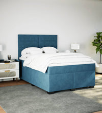 Boxspringbett mit Matratze Blau 140x200 cm Samt