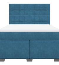Boxspringbett mit Matratze Blau 140x200 cm Samt
