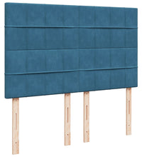 Boxspringbett mit Matratze Blau 140x200 cm Samt