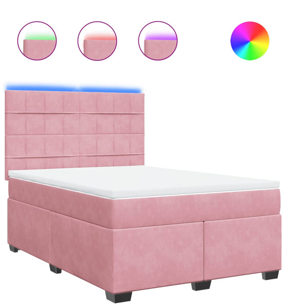 Boxspringbett mit Matratze Rosa 140x200 cm Samt