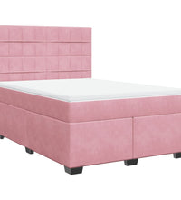 Boxspringbett mit Matratze Rosa 140x200 cm Samt