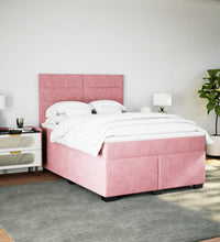 Boxspringbett mit Matratze Rosa 140x200 cm Samt