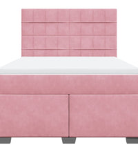 Boxspringbett mit Matratze Rosa 140x200 cm Samt