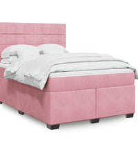 Boxspringbett mit Matratze Rosa 140x200 cm Samt