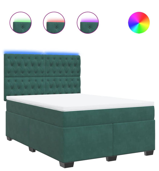 Boxspringbett mit Matratze Dunkelgrün 140x200 cm Samt