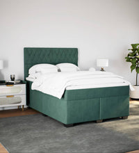 Boxspringbett mit Matratze Dunkelgrün 140x200 cm Samt