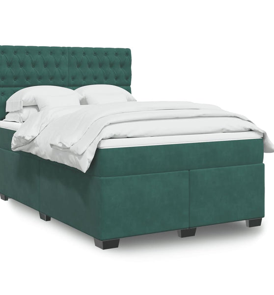Boxspringbett mit Matratze Dunkelgrün 140x200 cm Samt