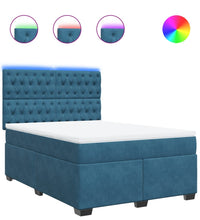 Boxspringbett mit Matratze Blau 140x200 cm Samt