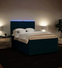 Boxspringbett mit Matratze Blau 140x200 cm Samt