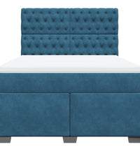 Boxspringbett mit Matratze Blau 140x200 cm Samt