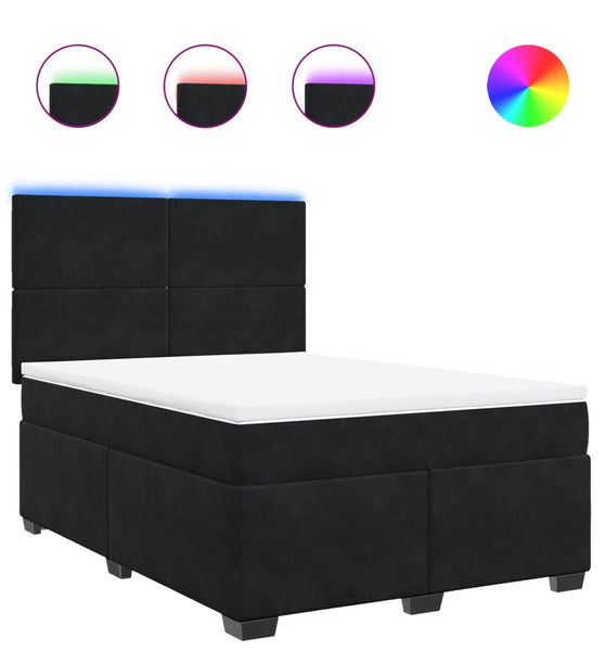 Boxspringbett mit Matratze Schwarz 160x200 cm Samt