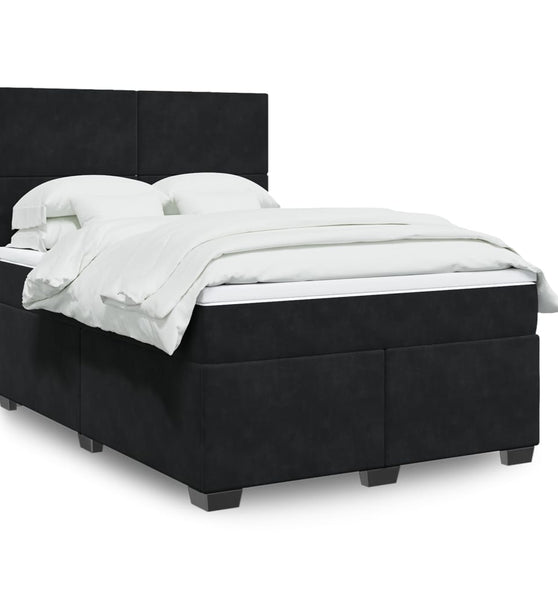 Boxspringbett mit Matratze Schwarz 160x200 cm Samt