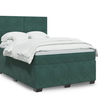 Boxspringbett mit Matratze Dunkelgrün 160x200 cm Samt