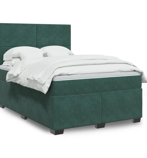 Boxspringbett mit Matratze Dunkelgrün 160x200 cm Samt